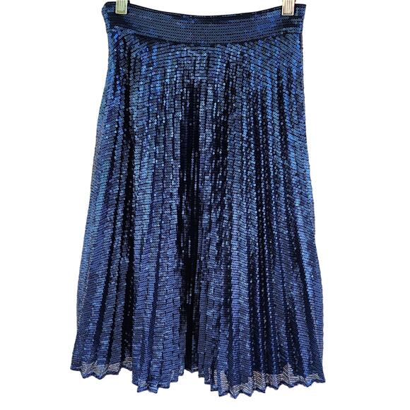 Guess Pleated Sequin Midi Skirt Blue 27 / US 4 | Holiday Glam - Picture 7 of 8